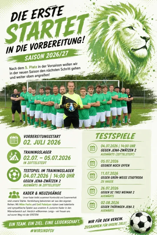 Die Erste startet in die Vorbereitung auf die Saison 2026/27